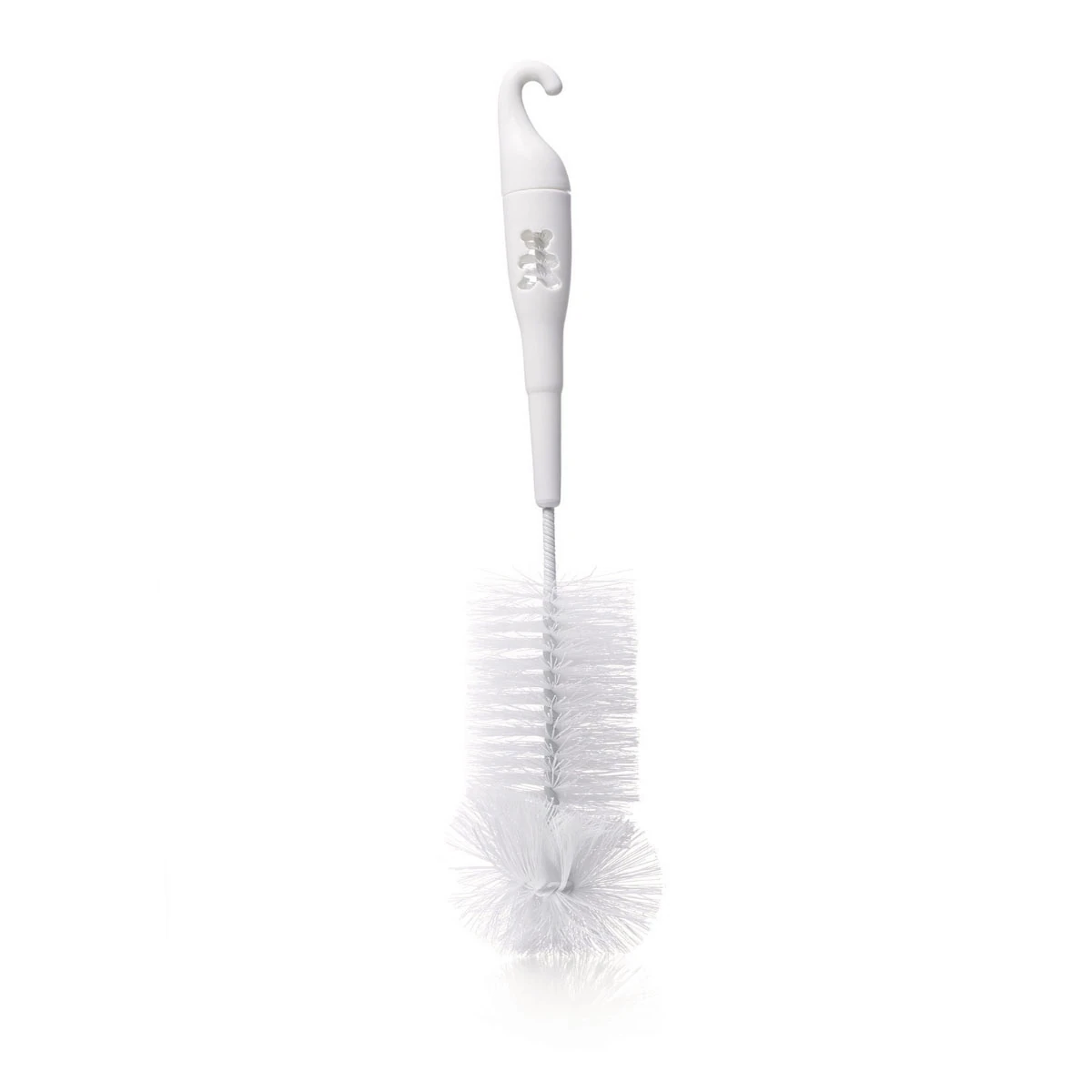 White 2-in-1 baby bottle and teat cleaning brush