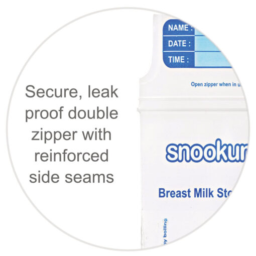 Leak proof breast milk storage bags