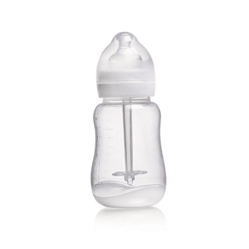 Snookums curbed bottle with stable base and anti-colic air flow system
